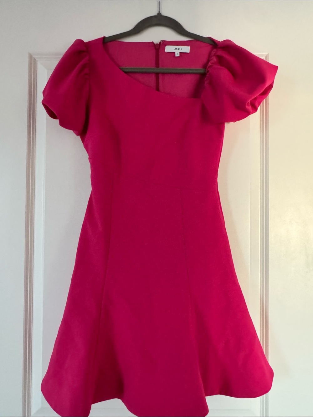 Likely Hot Pink Andrea Puff-Sleeve Mini Dress
